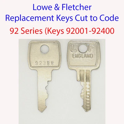Lowe & Fletcher Replacement Filing Cabinet Key 92 Series Key Codes 92001-92400