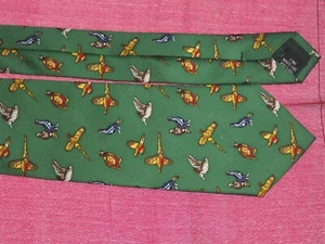 Cravatta in seta stampa Soprano Country Bird L 56 pollici W 3,2 designer - Foto 1 di 8
