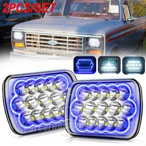 Pair For Ford F-150 1981-1984 7x6 5x7" LED Headlights Hi Lo DOT H6054 Blue  DRL - Picture 1 of 20