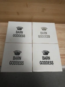 lot of 4 drink coasters ceramic "Barn "Goddess" wrote on them for hot or cold - Picture 1 of 6