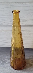 Empoli Glass Decanter Genie Bottle Amber Bamboo Wax Drip Italy No Stopper  - Picture 1 of 8