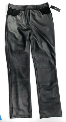 DKNY Leather Pants Black Butter Soft High Waist womens 6 x 32 NWT $275 - Image 1 of 4