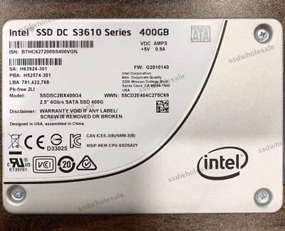 Intel S3610 400GB 2.5" SATA III 6Gb/s SSDSC2BX400G4 Enterprise Server 550MB SSD - Image 1 of 2