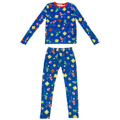 Juego de pijama de 2 piezas azul Super Mario Bros. Level-Up para niños Foto 1 de 3