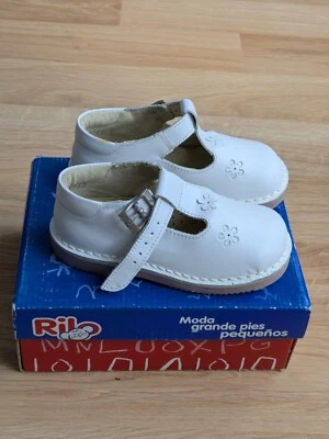 Rilo Nuevo Cuero Blanco Lazo T-Strap Botines Cuna Zapatos Talla 9.5 Foto 1 de 4