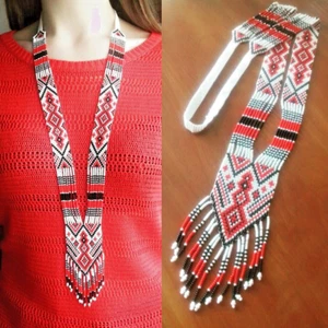 Traditionelle ukrainische Halskette handgefertigt Vyshyvanka Schmuck Gebet für die Ukraine Geschenk - Bild 1 von 3