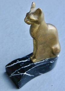 Vintage Egyptian Brass Bronze Cat Goddess Miniature Statue Figurine
