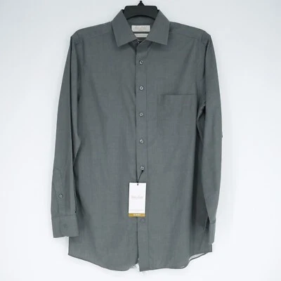 Roundtree & Yorke Gold Label Dress Shirt 15"-32" SLIM FIT Gray Non-Iron NWT - Image 1 of 4