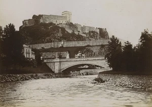 France Lourdes Castle & Portal of Rosary Basilica 2 old Photos 1900 - Picture 1 of 3
