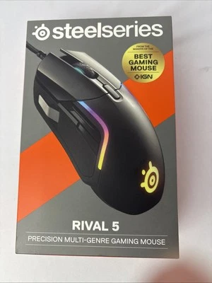 SteelSeries Rival 5 Optical Gaming Mouse - Matte Black Factory Sealed New! - Image 1 of 4