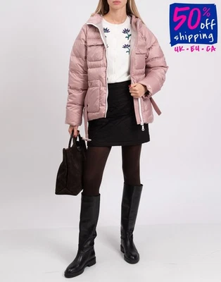 RRP €1098 IENKI IENKI Down Puffer Jacket Size S Quilted Belted Full Zip Hooded - Image 1 of 4