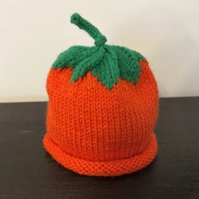 Sombrero de calabaza naranja infantil unisex tejido a mano Halloween Acción de Gracias Foto 1 de 4