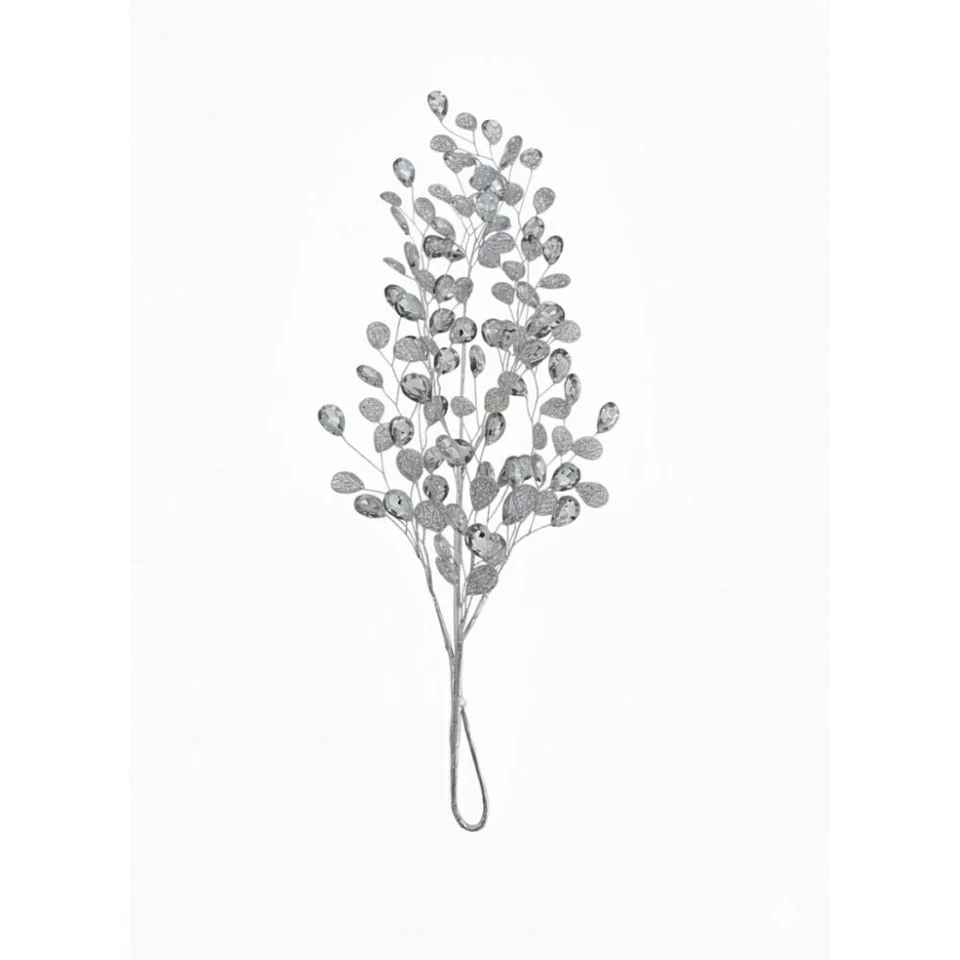 Ramo NATALIZIO Lacrime di perle ARGENTO da 40 cm decorazione NATALE 1GBN - Immagine 1 di 1