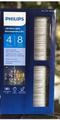 Philips Dual Color Microdot LED 4 Sets of 50 Glass Block Fairy XMAS Mini Lights - Image 1 of 4