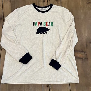 Dearfoams Papa Bear Shirt beige mit marineblauem Besatz Langarm Papa Comfort 2XL - Bild 1 von 4
