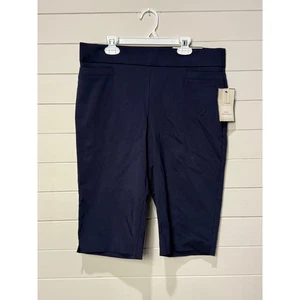 NWT Dana Buchman Women's Navy Blue Bermuda Shorts Size M Stretch Comfort Pants - Picture 1 of 9