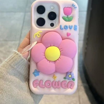 Shockproof Case For iPhone 16 Pro Max 14 13 12 11 XR X Flower Holder Phone Cover - Image 1 of 4