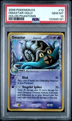 2006 POKEMON EX HOLON PHANTOMS #13 OMASTAR-HOLO PSA 10 - Image 1 of 2