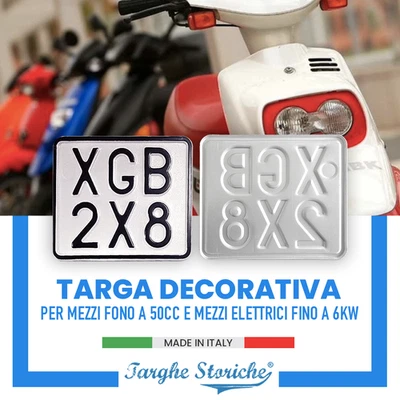 Targa Ciclomotore fino a 50 cc Veicoli Elettrici fino a 6 kw | Stampa a Rilievo - Immagine 1 di 4