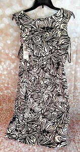 Evan Picone Size 6 Tropical Midi Dress Black White Sleeveless Beach Summer NWT - Picture 1 of 7