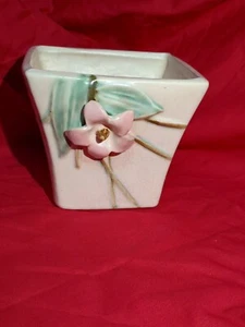 McCoy  Pottery 1940s Blossom Time Dogwood Floral Planter Pink Flower Vintage  - Picture 1 of 4