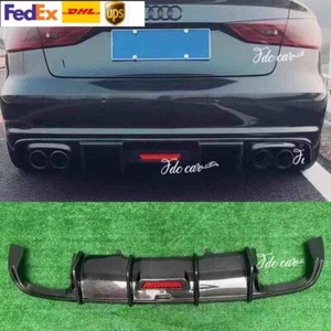 For Audi S3 A3 Sline Sedan 13-16 Carbon Fiber Color Rear Diffuser Spoiler - Picture 1 of 6