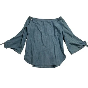 Country Road Shirt Top Blouse Womens Small S Off Shoulder Cotton Loose Casual - Picture 1 of 8