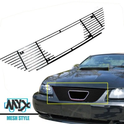 For 1999-2004 Ford Mustang V6 V8 GT With Logo Show Black Billet Grille Insert - Image 1 of 4