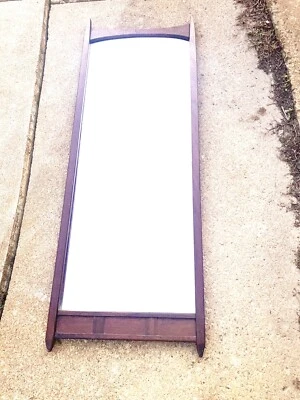 "Espejo de pared retro vintage danés de palisandro 50"" moderno de mediados de siglo" Foto 1 de 4