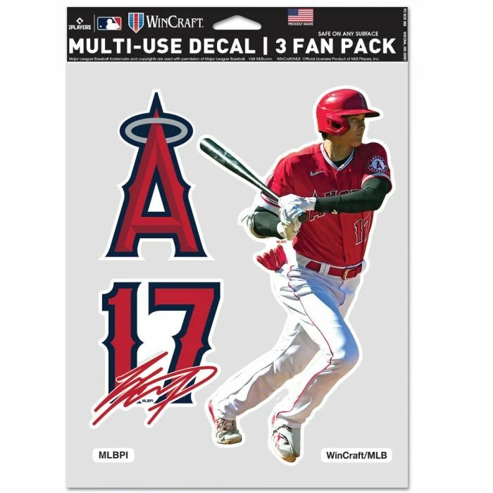 SHOHEI OHTANI LOS ANGELES ANGELS 3 PIECE MULTI-USE DECAL FAN PACK MLB LICENSED - Image 1 of 1