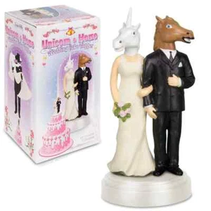 UNICORN AND HORSE WEDDING CAKE TOPPER - Novelty Fun Gag Gift - Picture 1 of 3