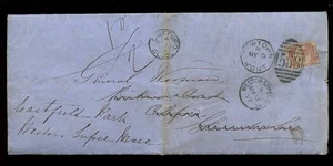 GB QV 1877 BANTAM 1/2d NEWTOWN WALES nach COLEFORD UMGELEITETE WESTON SUPER MARE - Bild 1 von 1
