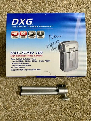 DXG HD Silver Camcorder/Video Camera DXG-579V with Free Tripod - NIB/New! - Image 1 of 4