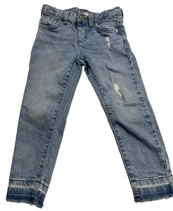 Cat & Jack Girls Straight Leg Blue Jeans Size 4T Distressed Super Stretch - Picture 1 of 9