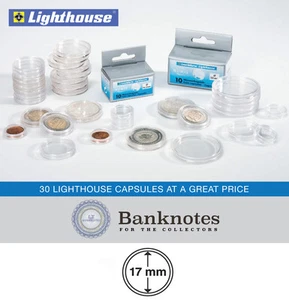 30 Cápsulas de Monedas Faro Ajuste Directo 17 MM Soportes 1/10 Oro/Platino Águila - Imagen 1 de 6