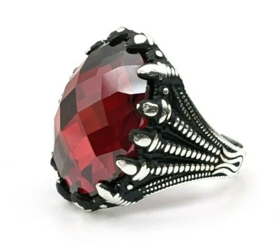 Handmade Men's 925 Sterling Silver Ring Size 10.5 Red Ruby  - Image 1 of 4
