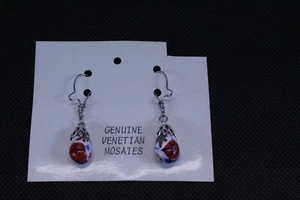 Venetian Mosaies Earrings with Silver-tone Hardware Dangle 1 1/2" - Picture 1 of 3