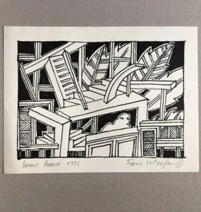 France Mitrofanoff — lithographie-carte de vœux — signée en bas à droite — 1996. - Picture 1 of 2