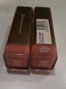 2 Max Factor Colour Elixir Lipstick #725 Simply Nude SEALED  - Picture 1 of 6