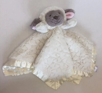 Mary Meyer Baby Plush Lamb Lovey Furry Yellow Satin Trim Foto 1 de 4
