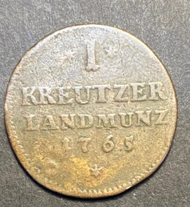 1765 German States 1 Kreuzer - Francis Christoph of Hutten of Stolzenberg RARE!! - Picture 1 of 5