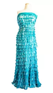 NEW Tadashi Silk ruffle Dress formal Gown Blue purple white small M 4 6 8 10 S - Picture 1 of 7
