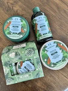 Bundle 4pc New The Body Shop Wild Pine Shower Gel, Body Scrub, Butter & Travel - Picture 1 of 2