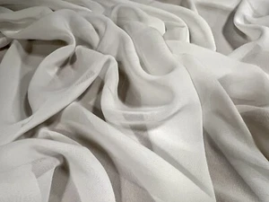 Chiffon Lightweight Woven Dress Fabric, Per Metre - Plain - Ivory - Picture 1 of 3
