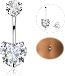 Piercing Ombelico 316L Acciaio Chirurgico Piercing Ombelico Anello 14G CZ Ombeli - Foto 1 di 12