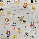 Cute Grey Little Pirate Nautical Boats Baby Nursery Cotton Craft Fabric Material
