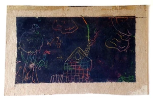 Vintage Kinderkunstwerk "MEIN HAUS" (b) - Bild 1 von 4