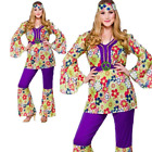 Damen 60er 70er Jahre Retro groovy Flare Hippie Hippie Kostüm Kostüm UK 6-2