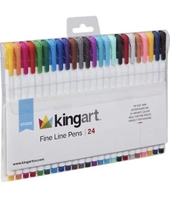Kingart® Studio Fine Line Color Water Based Ink Pens 24 Multicolor Unique Colors - Picture 1 of 9