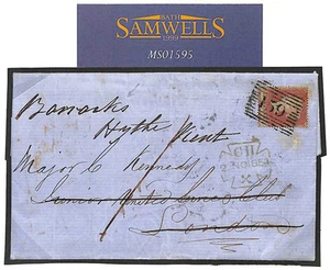 GB SG.17 Glasgow 1854 Cover FORWARDED United Services Club HYTHE BARRACKS MS1595 - Picture 1 of 1